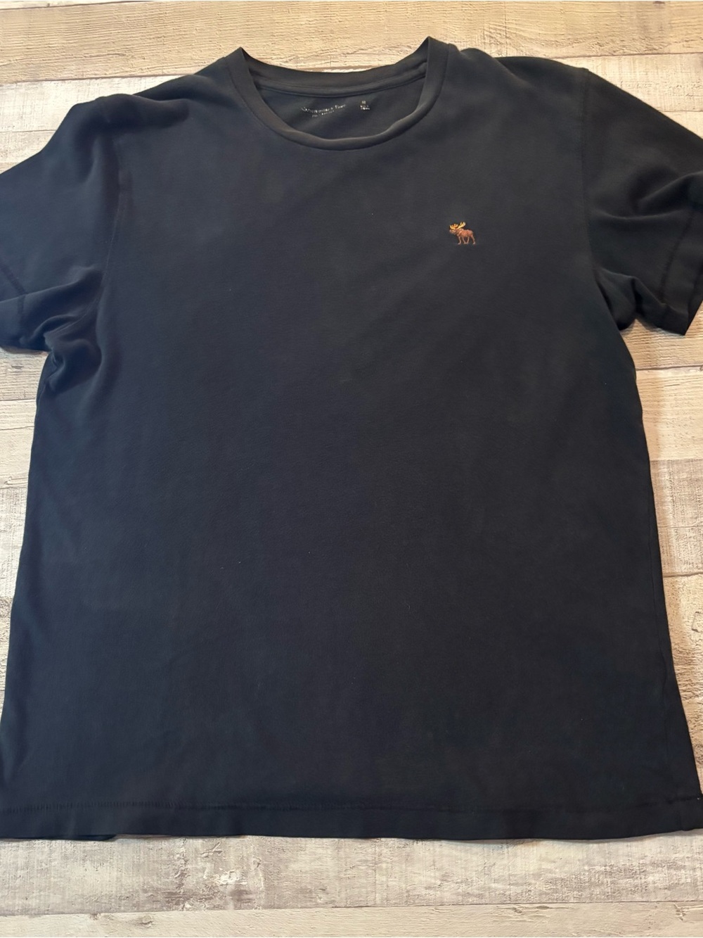 Abercrombie & Fitch Black Short Sleeve Crew Tee with Moose Logo